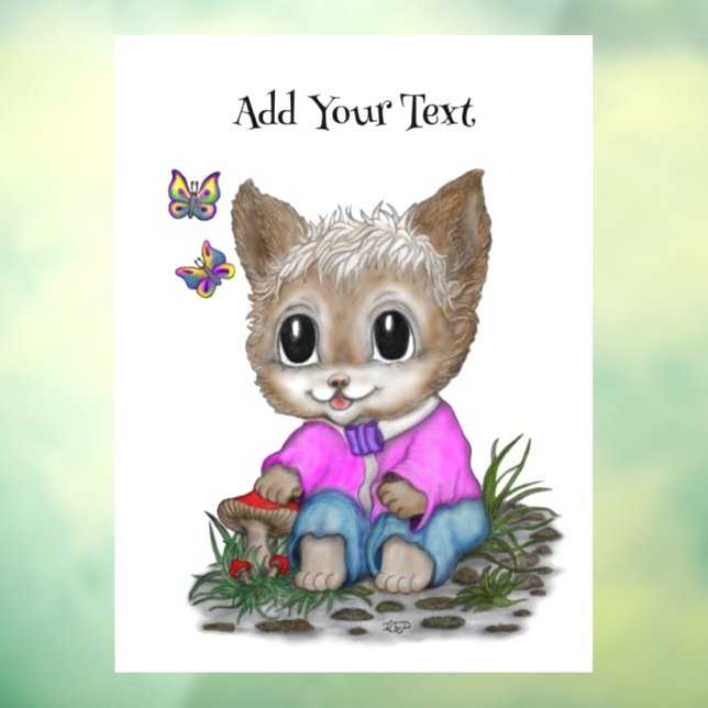 Cute Kitty Cat and Butterfly Window Cling (Sheet 3)