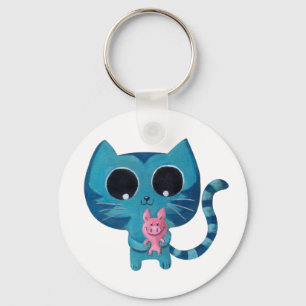 Cute Kitty Cat and Pig Key Ring