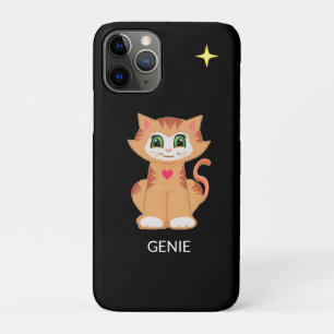 Cute Kitty Cat and Star on Black iPhone 11 Pro Case