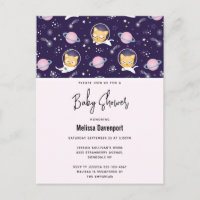 Cute Kitty Cat Astronauts Pattern Baby Shower
