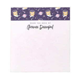 Cute Kitty Cat Astronauts Pattern Notepad