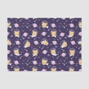 Cute Kitty Cat Astronauts Pattern Tissue Paper