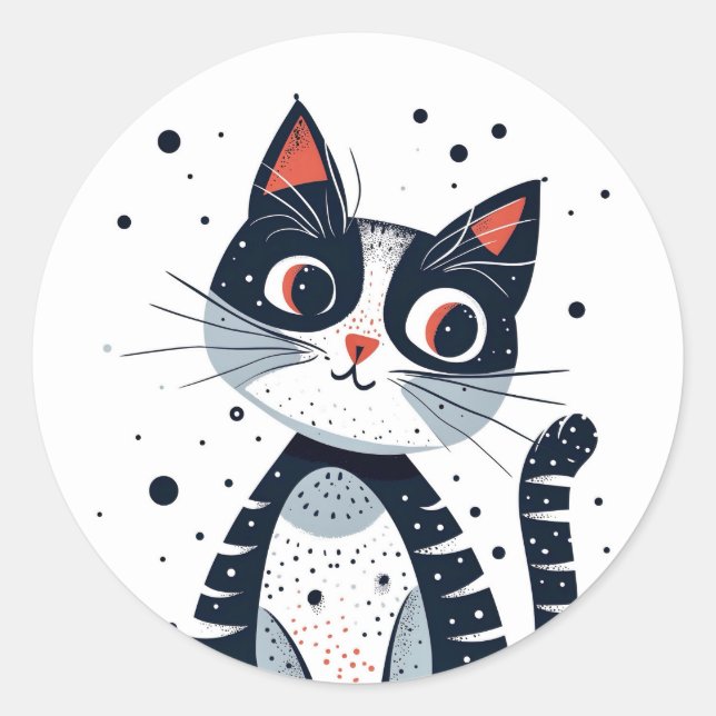 Cute Kitty Cat Baby Shower  Classic Round Sticker (Front)