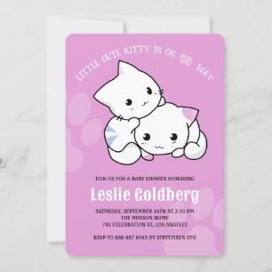 Cute Kitty Cat Baby Shower Invitation