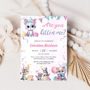 Cute Kitty Cat Baby Shower Party  Invitation