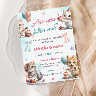 Cute Kitty Cat Baby Shower Party Invitation