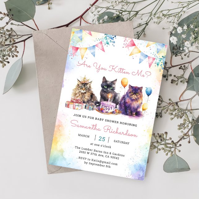 Cute Kitty Cat Baby Shower Party  Invitation (Creator Uploaded)