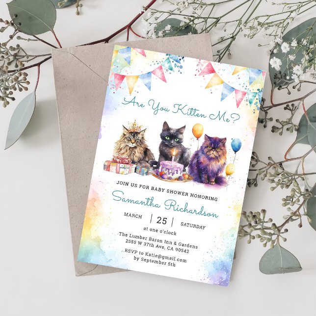 Cute Kitty Cat Baby Shower Party  Invitation (Creator Uploaded)