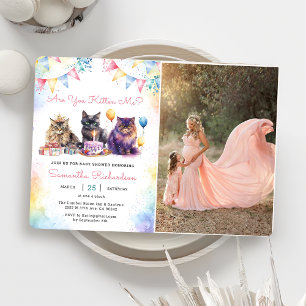 Cute Kitty Cat Baby Shower Party Photo Invitation