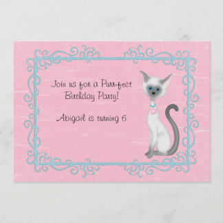 Cute Kitty Cat Birthday Invitation ~ Girls