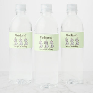Cute Kitty Cat Birthday Water Bottle Label