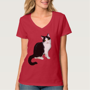 Cute Kitty Cat, Black and White T-Shirt