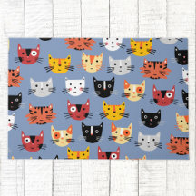 Cute Kitty Cat Blue Doormat