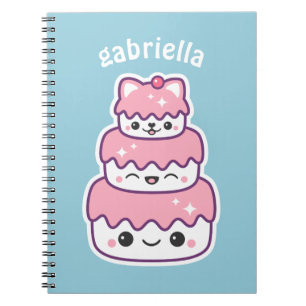Cute Kitty Cat Cake Notebook