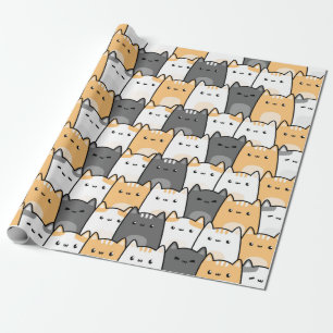 Cute Kitty Cat Cartoon Pattern Gift Wrapping Paper
