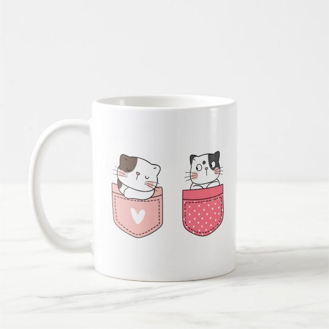 Cute Kitty Cat Coffee Mug (Left)