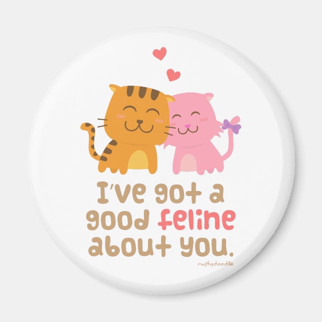 Cute Kitty Cat Feline Love Confession Pun Humour Magnet (Front)