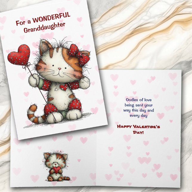 Cute Kitty Cat Granddaughter Valentine Card (Creator Uploaded)
