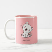 Cute Kitty Cat & Heart on Pink