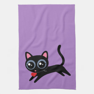 Cute Kitty Cat Heart Thief for Girlfriend, Wife Tea Towel