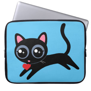 Cute Kitty Cat Heart Thief Gift for Girls Laptop Sleeve