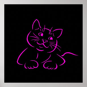 Cute Kitty Cat Illustration Poster