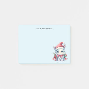 Cute Kitty Cat in a Santa Hat Christmas Post-it Notes