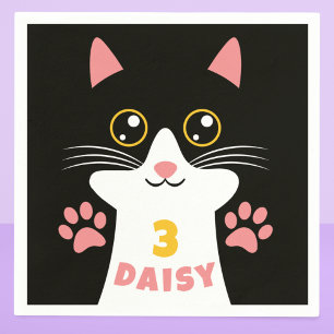Cute Kitty Cat Kid's Birthday Party Napkin