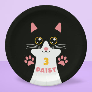 Cute Kitty Cat Kid's Birthday Party Paper Plate