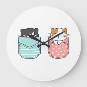 Cute Kitty Cat Large Clock
