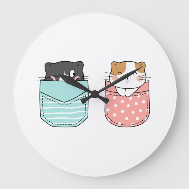 Cute Kitty Cat Large Clock (Front)