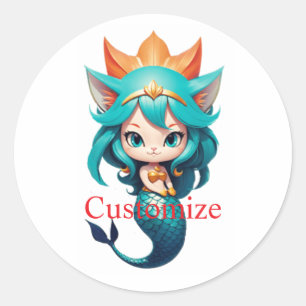 Cute Kitty Cat Mermaid Thunder_Cove Classic Round Sticker
