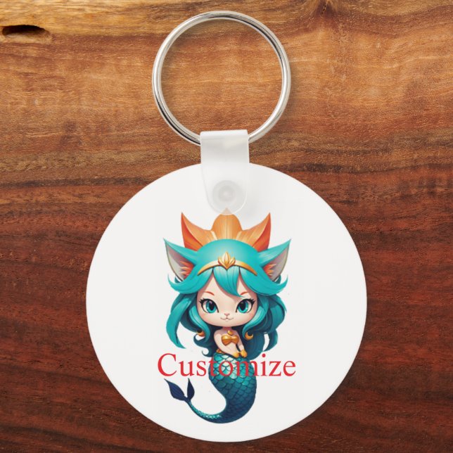 Cute Kitty Cat Mermaid Thunder_Cove Key Ring (Front)