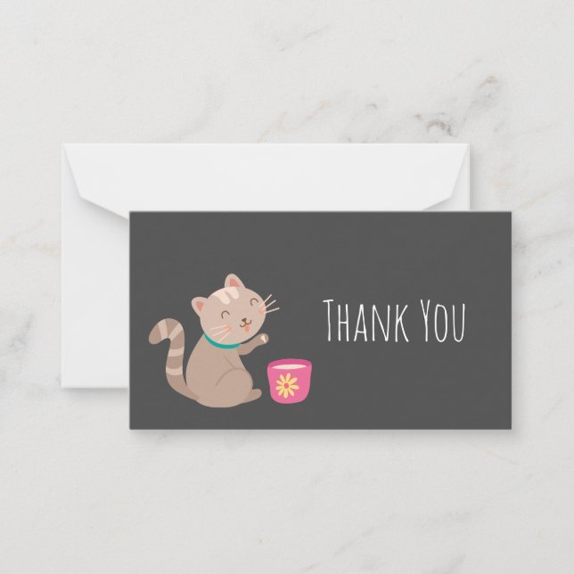 Cute Kitty cat mint teacup Card (Front)