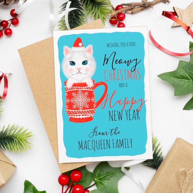 Cute Kitty Cat Mug Meowy Christmas Party Invitation (Creator Uploaded)