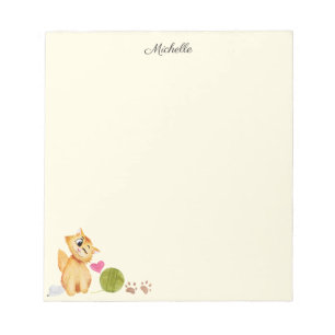 Cute Kitty Cat Notepad YOUR Name Text