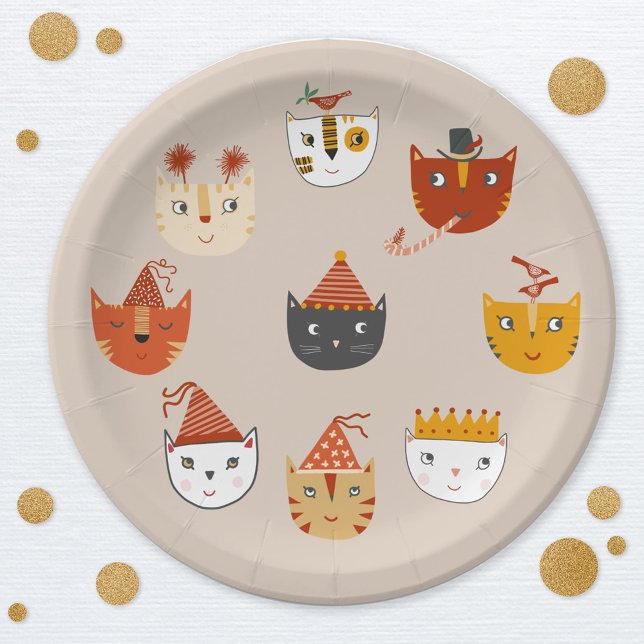 Cute Kitty Cat Paper Plate (Cute kitty cat themed party paper plate)