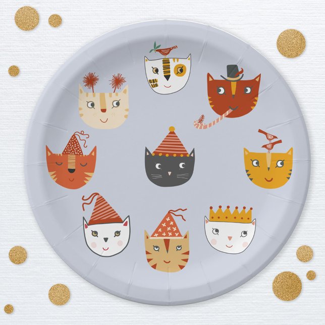 Cute Kitty Cat Paper Plate (Cute kitty cat themed party paper plates)