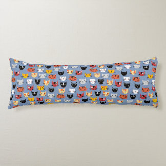 Cute Kitty Cat Pattern Blue Body Cushion