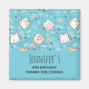 Cute Kitty Cat Pattern Whimsical Birthday Magnet