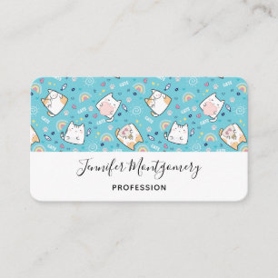  Cute Kitty Cat Pattern Whimsical Business Card