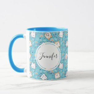 Cute Kitty Cat Pattern Whimsical Mug