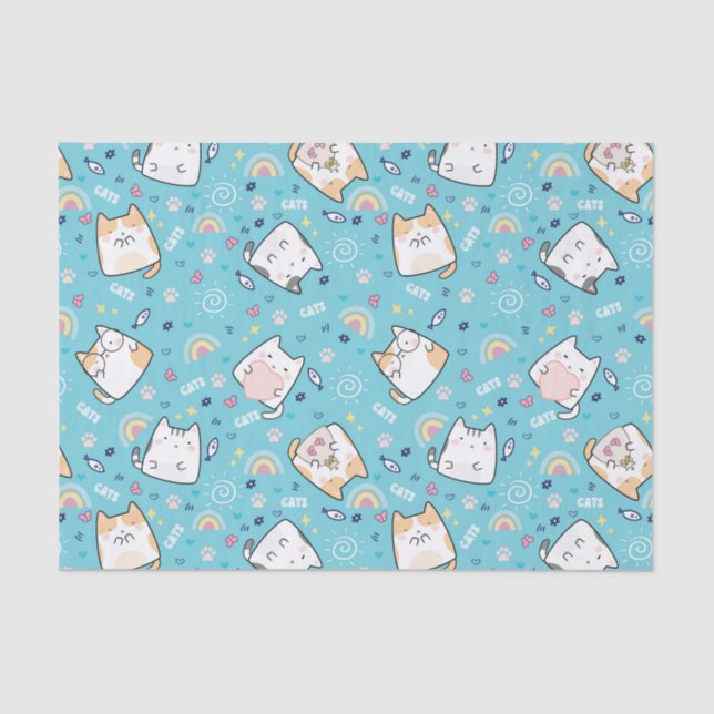 Cute Kitty Cat Pattern Whimsical Tissue Paper (Front)