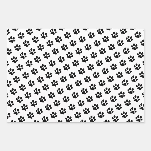 Cute Kitty Cat Paws Pattern, Cat Lovers Wrapping Paper Sheet (Front)