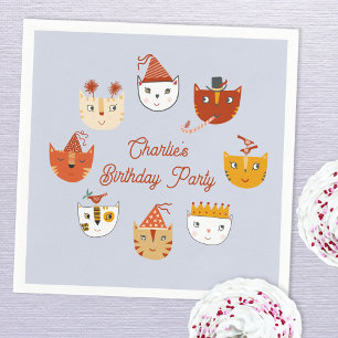 Cute Kitty Cat Personalised Birthday Napkin