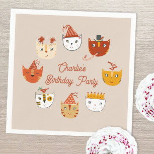 Cute Kitty Cat Personalised Birthday Napkin