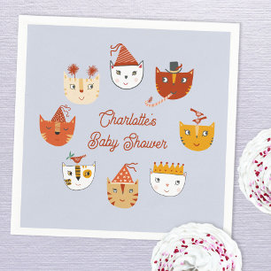 Cute Kitty Cat Personalized Baby Shower Napkin