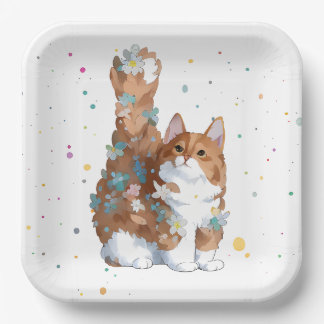 Cute Kitty Cat Pet Animal  Paper Plate