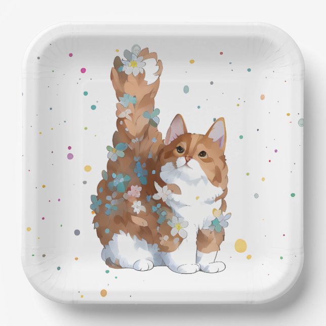 Cute Kitty Cat Pet Animal  Paper Plate (Front)