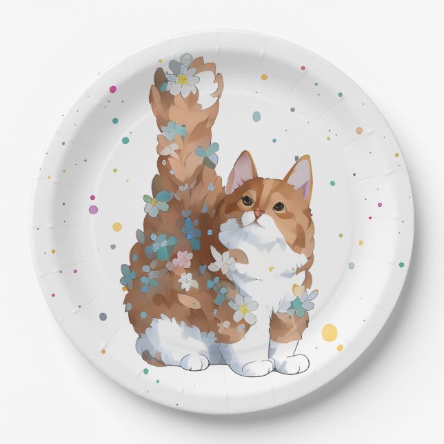 Cute Kitty Cat Pet Animal  Paper Plate (Front)
